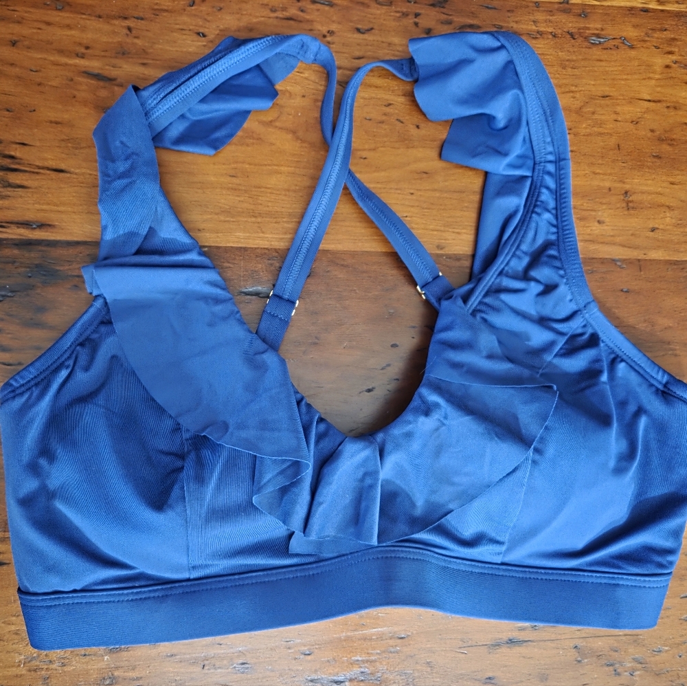 Bleu Rod Beattie | Women Blue Rufflicious Bikini Top 36D